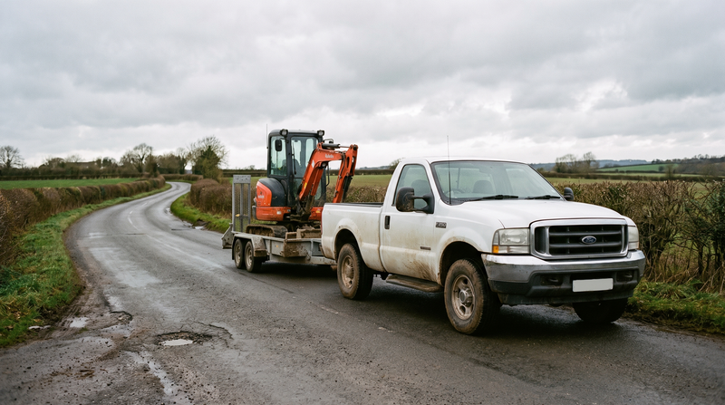 Pickup towing a plant trailer