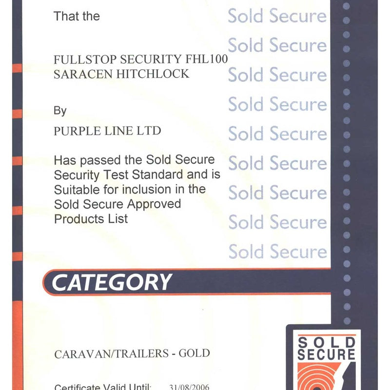 Caravan Touring Package with Security to Sold Secure Gold in a Standard Duty Specification