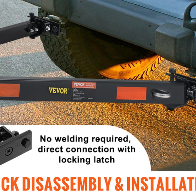 Detachable Towbar with an Automatic Locking Neck in Powder Coated Steel
