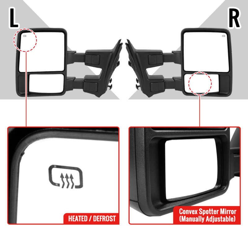 Heated Extension Towing Mirrors in a Standard Duty Specification
