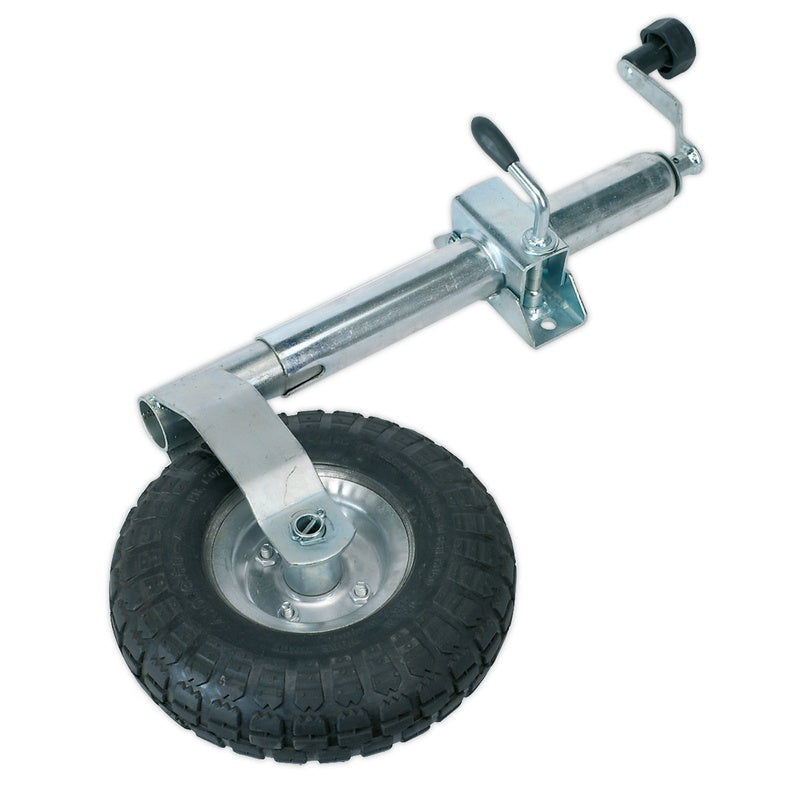 Jockey Wheel with a Pneumatic Wheel in Zinc Plated Steel