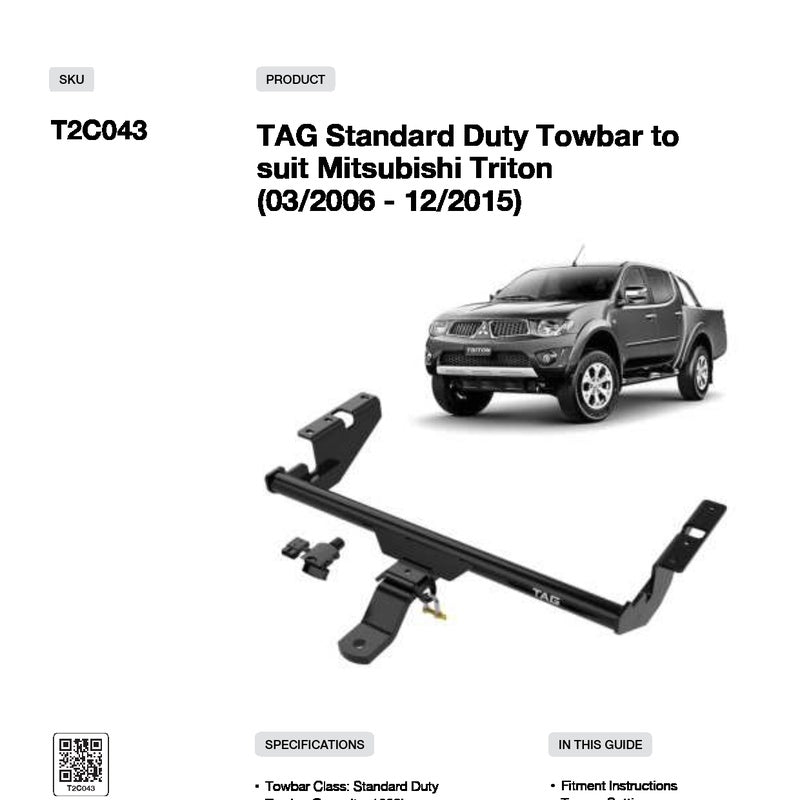 Towbar Fitter Starting Stock Package in a Standard Duty Specification